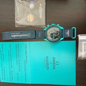 Omega x Swatch Teal and Black Watch